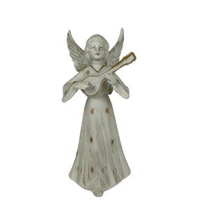 Vintage SB Schmid Bros. Angel Playing Mandolin White Porcelain Figurine Japan